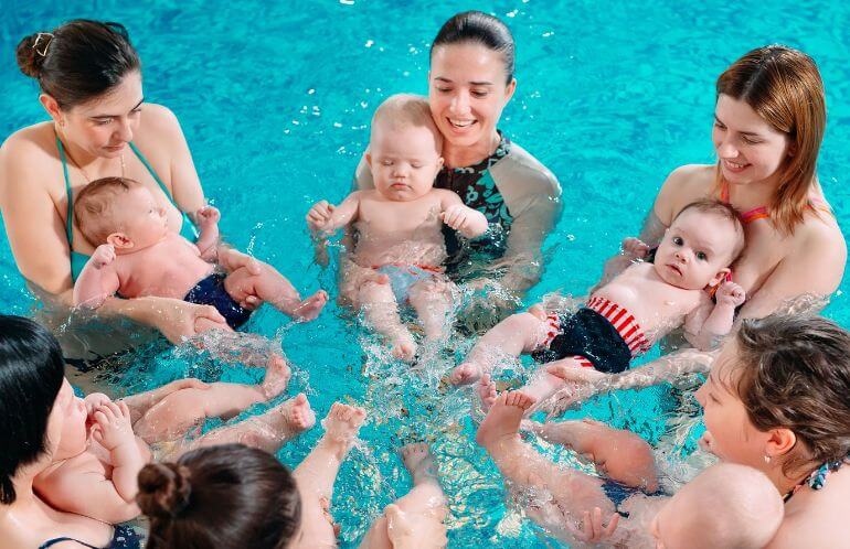 baby swimming