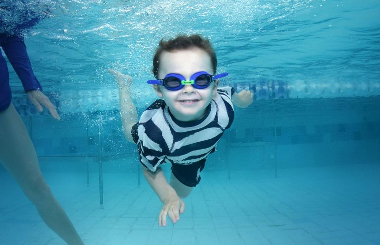 baby swimming