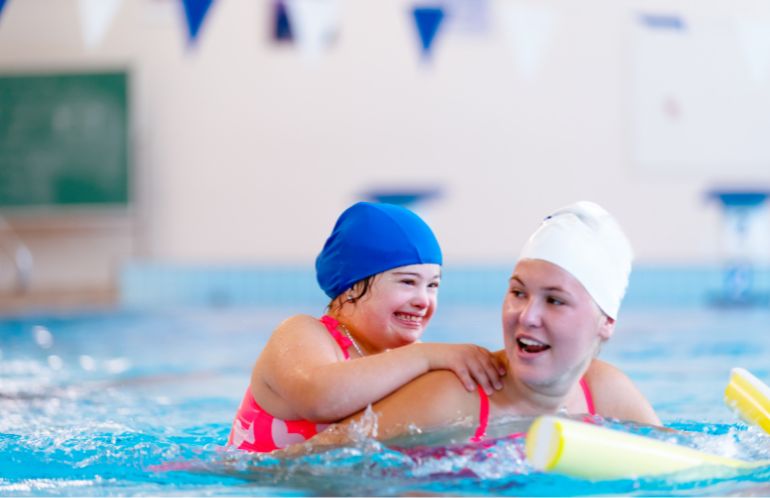 baby swimming